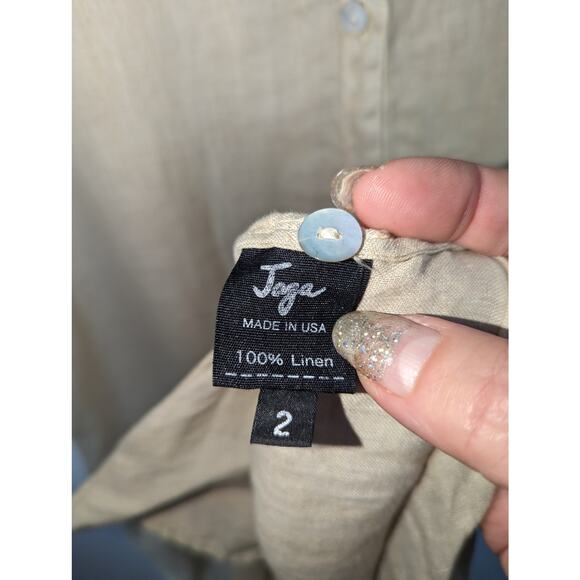 Jaga Carla Oat Linen Shirt Dress Fringe Hem Layered Lagenlook Resort Size 8 NWT - Picture 7 of 12